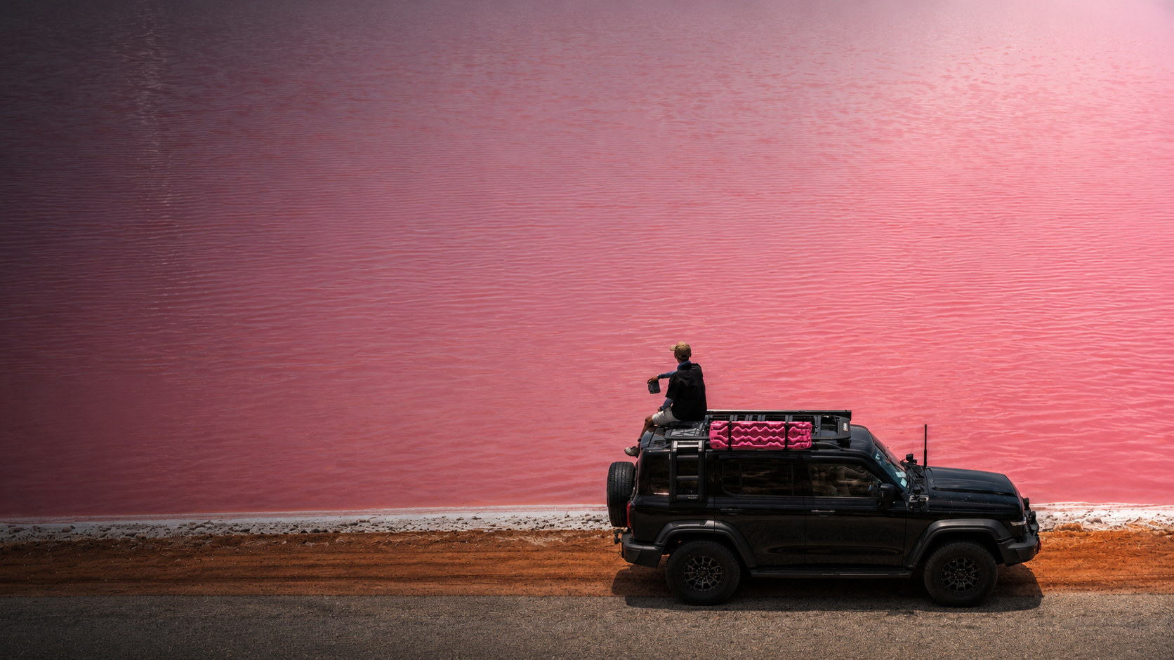 Pink lake road trip in Western Australia